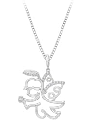 Angel Diamond Pendant with Chain in 10K White Gold (1/10 cttw)