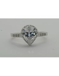 STERLING SILVER 9X7 PEAR CUT CZ RING SIZE 7