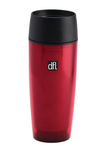 Design For Living Stainless Steel Center-Push Travel Coffee Mug, Red