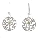 Round Tree of Life Dangle Earrings in Sterling Silver with Peridot Gemstone Beads, #8043