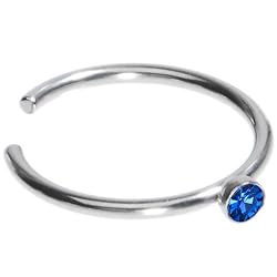 20 Gauge Stainless Steel Blue Gem Nose Hoop
