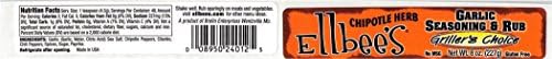 Ellbee's Garlic Seasoning & Rub 8 oz. Jar - All Natural, No MSG, Gluten Free (Chipotle Herb)