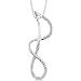 Unique Glamour: Sterling Silver Openwork Freeform Slider Style Pendant Necklace with CZ Diamonds