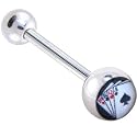 Playing Card POKER HAND Logo Barbell Tongue Ring