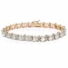 18K Gold over Stelring Silver Created White Opal & Diamond Accent Tennis Bracelet