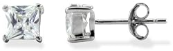 Sterling Silver 1.1 CTW Square CZ Basket Earrings