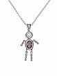 Sterling Silver Boy February Birthstone Necklace with Rolo Chain