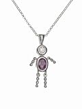 Sterling Silver Boy February Birthstone Necklace with Rolo Chain