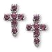 Sterling Silver and Amethyst CZ Cross Pierced Earrings