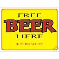 1769 EXTRA LARGE FREE BEER HERE (TOMORROW ONLY) METAL ADVERTISING WALL SIGN RETRO ART