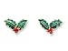 Christmas Holly Silver and Enamel Earrings