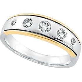 14K Two Tone Gold Diamond Bridal Anniversary Band Ring