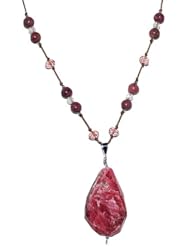 Tanias Treasures Jewelry "Blissful" Pendant Necklace, Rhodochrosite, .925 Sterling Silver, 23"