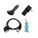 4 Items Charging Combo Kit for Microsoft Zune HD 16GB / 32GB: USB Car Charger + USB Home/Travel Charger + 2in1 USB Data Sync Cable + Light Blue Fishbone Style Keychain