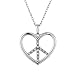 Sterling Silver Diamond Heart Pendant with Peace