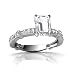14K White Gold Emerald-cut Genuine White Topaz Engagement Ring