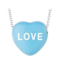 Sterling Silver 17mm Blue enamel Sweethearts LOVE Heart Pendant