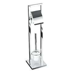 Axxentia Bad 282254 WC-Garnitur Ondor, verchromt, mit WC-Papierrollenhalter und Metallstiel, 4-Kant-Rohr, 75 cm hoch