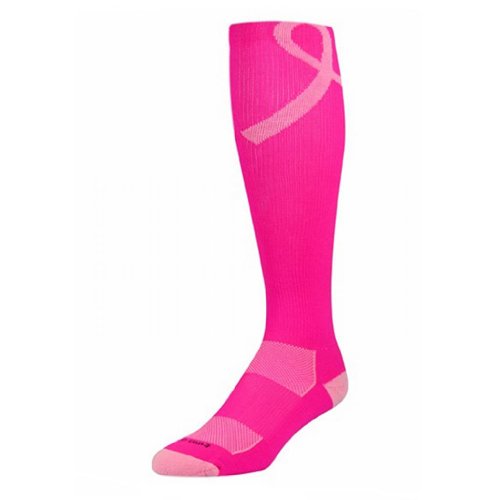 TCK Pink Ribbon Awareness Over the Calf Socks Neon Pink Pale Pink