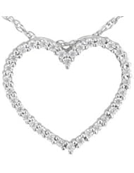 1 Ct Round Diamond Pendant Heart Shaped 14K SI3-G