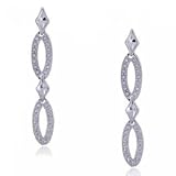 14KT White Gold Diamond Cut Marquise Drop Earrings New