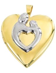 Heart Shaped Mother And Child Locket Pendant Yellow Gold Filled 68320