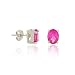 Sterling Silver .925 Created Pink Sapphire Stone Prong Oval Small 6x4 Stud Earrings