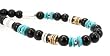 Southwestern Black Onyx and Blue Turquoise Gemstone Bead, Sterling Silver and Gold 20" Necklace by Native American Artist Tommy Singer, #7679