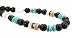 Southwestern Black Onyx and Blue Turquoise Gemstone Bead, Sterling Silver and Gold 20" Necklace by Native American Artist Tommy Singer, #7679