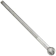 PFERD Ball Carbide Bur, Long-Length, Uncoated (Bright) Finish, Double Cut, Radius End
