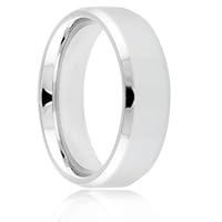 Titanium 7mm Beveled Edge Polished Comfort Fit Wedding Band (Size 8 1/2)