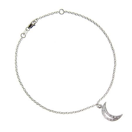 Childrens Toyshop  Jewelry : Eve's Addiction Sterling Silver CZ Crescent Moon Charm Anklet
