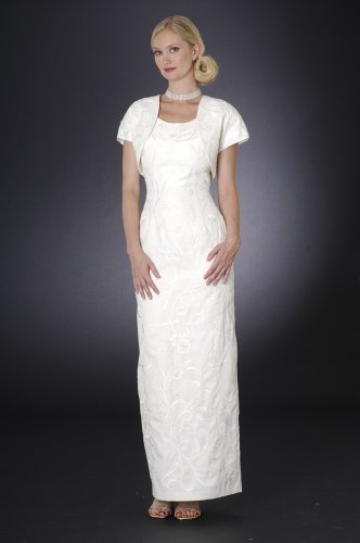 Ivory Formal Evening Dress with Bolero Jacket - Mother of Bride & Groom, Wedding, Party, MOB Gown by Sean Collection (7251)