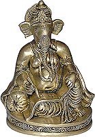 Hindu God Statue Ganesha Brass Sculpture 5 x 3.25 x 6.5 inches