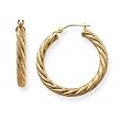 Twisted 14k Gold 1" Hoop Earrings, 3x25mm Medium (M) Size, HYPOALLERGENIC