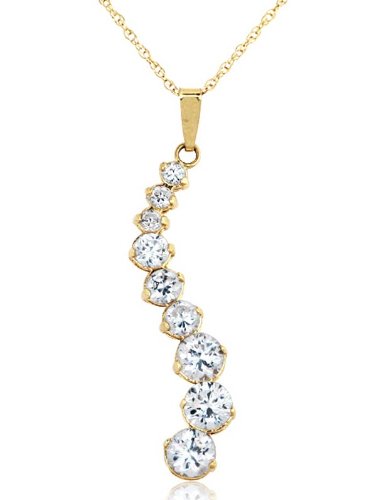 Review 14k Yellow Gold and 3.09 ctw Cubic Zirconia Journey Pendant