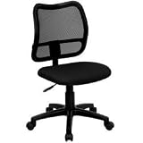 Armless Mesh Back Task Chair with Black Fabric Seat [WL-A277-BK-GG]