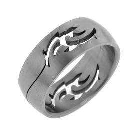 Mens Brushed Satin Titanium Celtic Flame Artistic Tribal Fire Band Ring Size 8(Size 8,9,10,11,12,13)