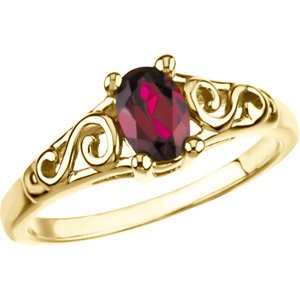 January 14K Yellow Gold Teen Imitation Birthstone Ring