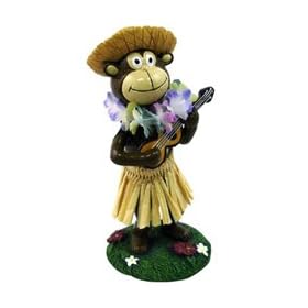 Miniature Dashboard Hula Doll - Monkey w/ Straw Hat