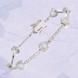 Open Heart Link CZ Diamond Sweetheart Silver Bracelet