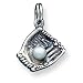 Sterling Silver Baseball Glove w/Syn. Pearl Charm with 20 inch Sterling Silver Chain
