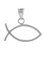 10K White Gold Ichthus (Fish) Horizontal Pendant