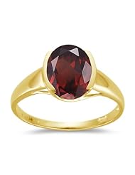 3.24 Cts of 10x8 mm AA Oval Garnet Ring in 14K Yellow Gold