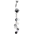 Semi Precious Obsidian Snowflake Stone Dangle Belly Ring
