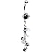 Semi Precious Obsidian Snowflake Stone Dangle Belly Ring