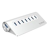 【日本直営店】 ORICO 7ポート USB3.0 HUB 高速転送 12V2.5A電源アダプタ付 VL812チップセット搭載 3.3ftケーブル 付 アルミ製 シルバー M3H7