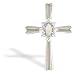 14K White Gold Genuine Marquise Opal and Diamond Cross Pendant