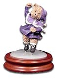Adorable Ice Skating Thread Bear Girl Solid Wooden Base w. Swiss Music