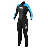 (UK 10 Blue) TWF Ladies Full Length Wetsuit. (RRP £60) TOP QUALITY 3mm Neoprene. Titanium lined. Wind proof Panels & YKK Zip.